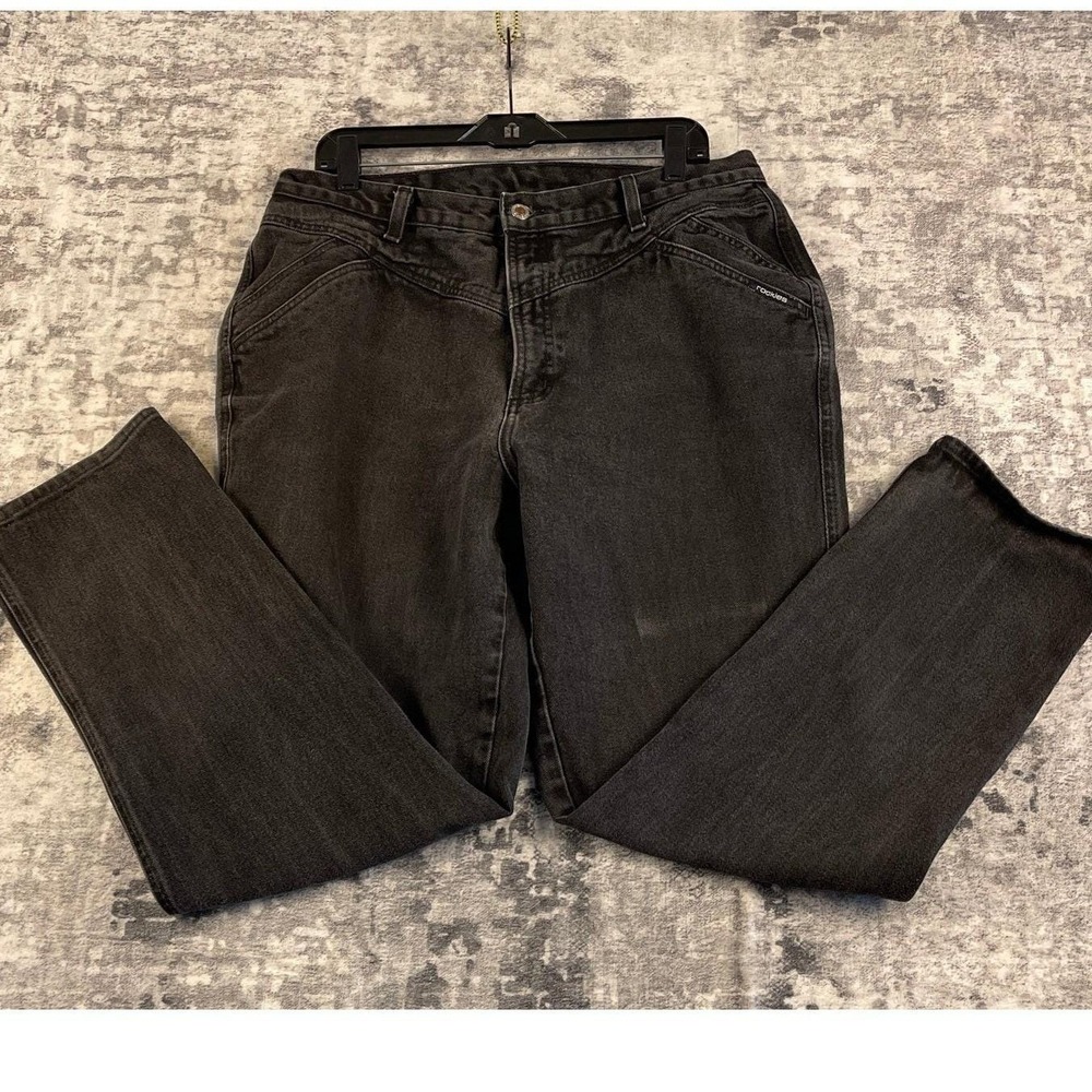 Vtg Rocky Mountain Jeans Women's 32x30 Black High Waist Cotton Western Mom Denim